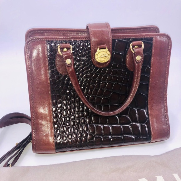 ✨Brahmin Brown Croc Effect Leather Bag with Dustbag Excellent Gorgeous Old Money - Picture 5 of 16